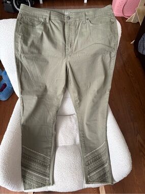 Style & Co. Olive Green Skinny Jeans with Embroidered Hem